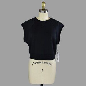CALVIN KLEIN PERFORMANCE FRENCH TERRY BLACK CROP SWEATER TANK